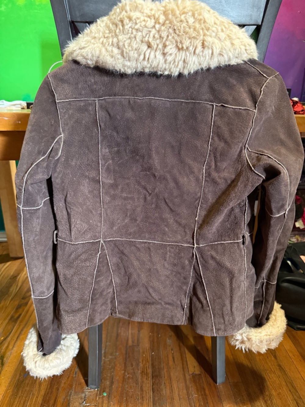 Vintage Wilson Leather Brown Shearling Coat - Cream Fur Trim - Picture 2 of 6